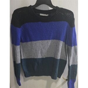 NWT One Gray Day M Cotton Merino Wool Colorblock Sweater 125422